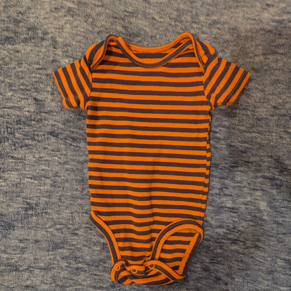 Carter's 3Mr. Amazing Red Onesie + Orange Stripe Bodysuit & Denim Baby Pants Set